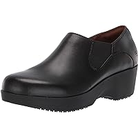 Shoes for Crews Clogs for Women, Slip Resistant, Water Resistant Slip-On Work Shoes for Food Service Chefs Kitchen Nurses Garden, Black, Leather
