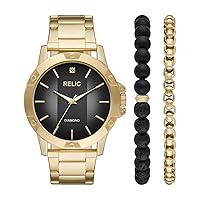 Rylan Three-Hand Gold Tone Metal Watch Gift Set with Bracelet Accessories (Model: ZR97003)