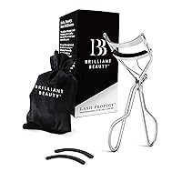 Eyelash Curler with Satin Bag and Refill Pads - Award Winning - No Pinching, Just Dramatically Curled Eyelashes and Lash Line in Seconds - Get Gorgeous Eye Lashes Now (Platinum)