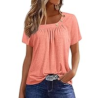 Womens Summer Tops 2024 Spring Tops for Women My Orders Sales Today Clearance Prime Only Chiffon Blouses for Women Dressy Womens Dress Shirts Business Casual 22-Watermelon Red XX-Large