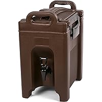 Carlisle FoodService Products Cateraide Plastic Round Beverage Dispenser, Drink Dispenser with Spigot for Catering, 2.5 Gallons, Brown