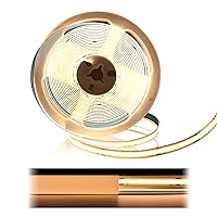 Muzata 16.4FT/5Meter COB LED Strip Lights DC24V 3000K Spotless Warm White and 10pack 3.3FT/1M Plaster in LED Channel Trimless Recessed LED Diffuser Channel Mud in for Drywall U117 1M WW