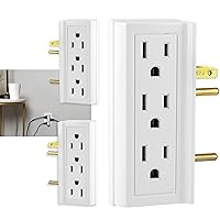 6-Outlet Extender, 3 Pack, Side Access Wall Tap, 3-Prong, Multiple Plug, Vertical Power Splitter, Cruise Essentials, Use for Home Office School Dorm Garage, White, 48662