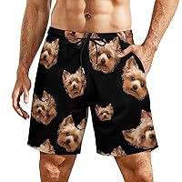 Yorkshire Terrier Cute Yorkie Dog Men's Swim Trunks Beach Board Shorts Quick Dry Bathing Suits with Liner