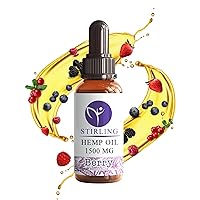 Organic Hemp Oil - 1500mg Natural Berry Flavor - Enhances Sleep and Helps Reduce Discomfort - THC-Free, Non-GMO, Gluten-Free, High in Omega 3 6 9 - Premium U.S. Hemp Seed Oil