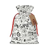 Video Game Boys Christmas Drawstring Gift Bags, Candy Bags, Large, Medium, And Small Holiday Gift Bags