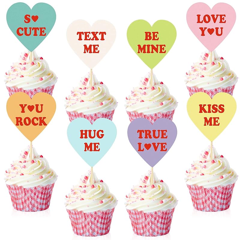 Mua 72 Pieces Valentine\'s Day Cake Decorations Heart Cake Cupcake ...