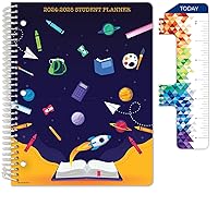 Global Datebooks Dated Elementary Student Planner for Academic Year 2024-2025 Includes Ruler/Bookmark and Planning Stickers (Block Style - 8.5