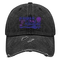 I'd Rather Be Reading Hats for Men Washed Distressed Baseball Caps Aesthetic Washed Ball Cap Fitted