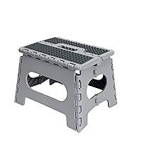 Simplify 9 Inch Ant-Skid Folding Step Stool | Collapsible | 200 Pound Capacity | Durable | Portable | Kitchen | Bathroom | Garage | Grey