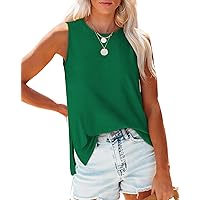 XIEERDUO Womens Tank Tops Crewneck Loose Fit Basic Casual Summer Side Split Sleeveless Shirts