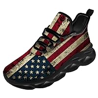 American Flag Shoes for Women Men Road Running Athletic Walking Tennis Sneakers 4th of July Shoes Gifts