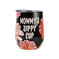 Enesco Our Name is Mud Mommy Sippy Cup Floral Wine Tumbler, 15 Ounce, Multicolor