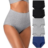 ASIMOON High Waisted Underwear for Women Tummy Control Panties Postpartum Briefs Stretch Cotton Underwear Packs Woman