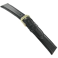 16mm Kreisler Black Genuine Padded Calf Leather Mens Watch Band Regular