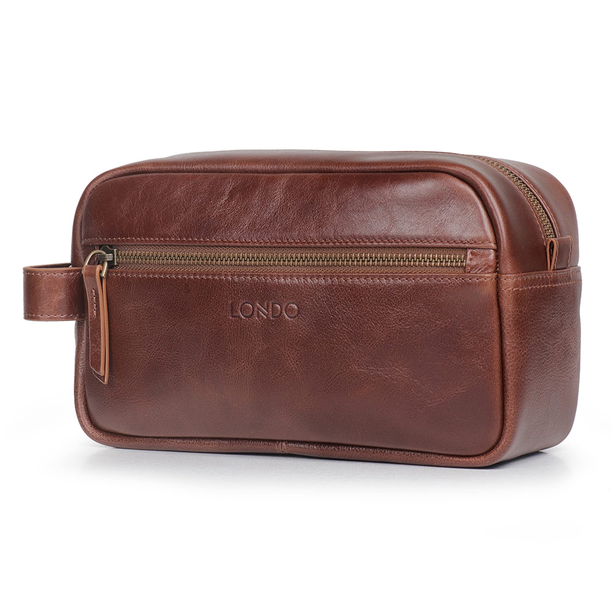 Londo Genuine Leather Travel Toiletry, Makeup, Shaving Organizer Bag - Dopp Kits - Unisex