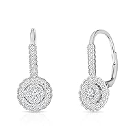 NATALIA DRAKE Antique Style Round Drop Leverback Bridal 1/2 Cttw Diamond Earrings for Women in Rhodium Plated 925 Sterling Silver