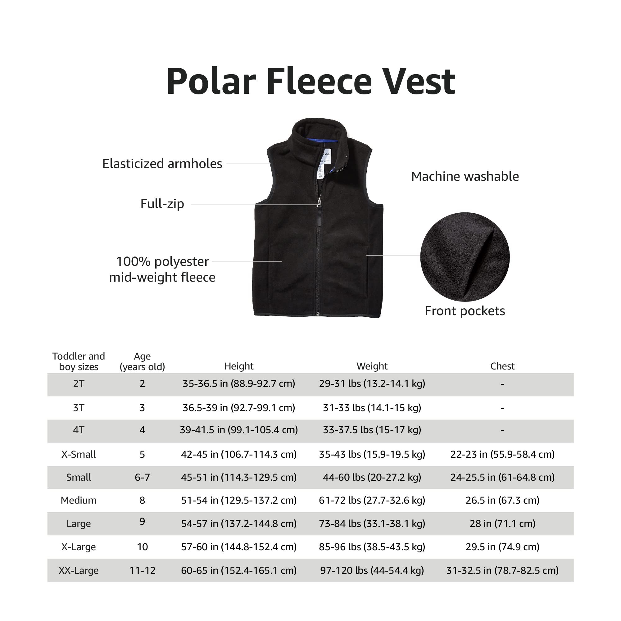 Amazon Essentials Boys and Toddlers' Polar Fleece Vest