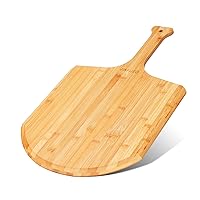 Bamboo Pizza Peel 15 inch Wide, Large Wooden Pizza Spatula Paddle Pizza Cutting Board with Comfy Handle for Home Pizzeria Bakery Baking Pizza Bread Cutting Fruit
