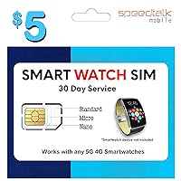 SpeedTalk Mobile Smart Watch SIM Card for 5G 4G LTE GSM Smartwatches and Wearables | Talk Text Data | 3 in 1 Simcard Standard Micro Nano | 30 Days Wireless Service ($5 SmartWatch SIM Kit)