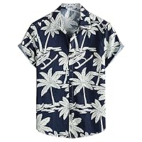 VATPAVE Mens 100% Cotton Hawaiian Shirts Floral Short Sleeve Button Down Shirts Summer Beach Shirts