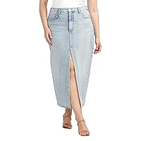 Silver Jeans Co. Women's Plus Size Front-Slit Midi Jean Skirt