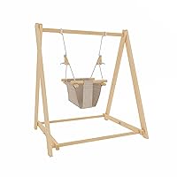 Foldable Wooden Toddler Indoor Swing Set for Baby for Ages 6 Months to 3 Years，Montessori and Waldorf Style Self Standing Indoor Swingset Home, Child Day Care, Preschool
