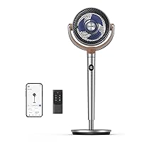 Dreo Standing Fan, 120°+120° Smart Oscillating Floor Fans with Wi-Fi/Voice Control, 80 ft Fan For Bedroom, DC Motor Quiet Fans, adjustable height, 8 Speeds, 6 Modes, 12H Timer, Office, Room