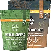 Primal Harvest Primal Super Greens & Primal Prebiotic Fiber with Organic Acacia and Baobab Superfood Powder with Probiotics
