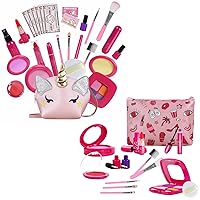 RONGGE Pretend Makeup for Toddler, Little Girls Play Beauty Set Toys Age 3 4 5 6-8 Kids Your Princess Niece Granddaughter Birthday Halloween (Fake Cosmetic 43pcs Kits)