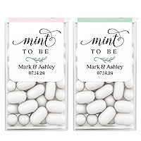 25 PCS Personalized MInt to Be Wedding Favor Stickers for Tic Tacs Box, Custom Mint Labels with Date and Name Personalization, Pink and Green Designs with Greenery Flower - LABELS Only