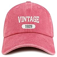 Trendy Apparel Shop Vintage 1929 Embroidered 95th Birthday Soft Crown Washed Cotton Cap