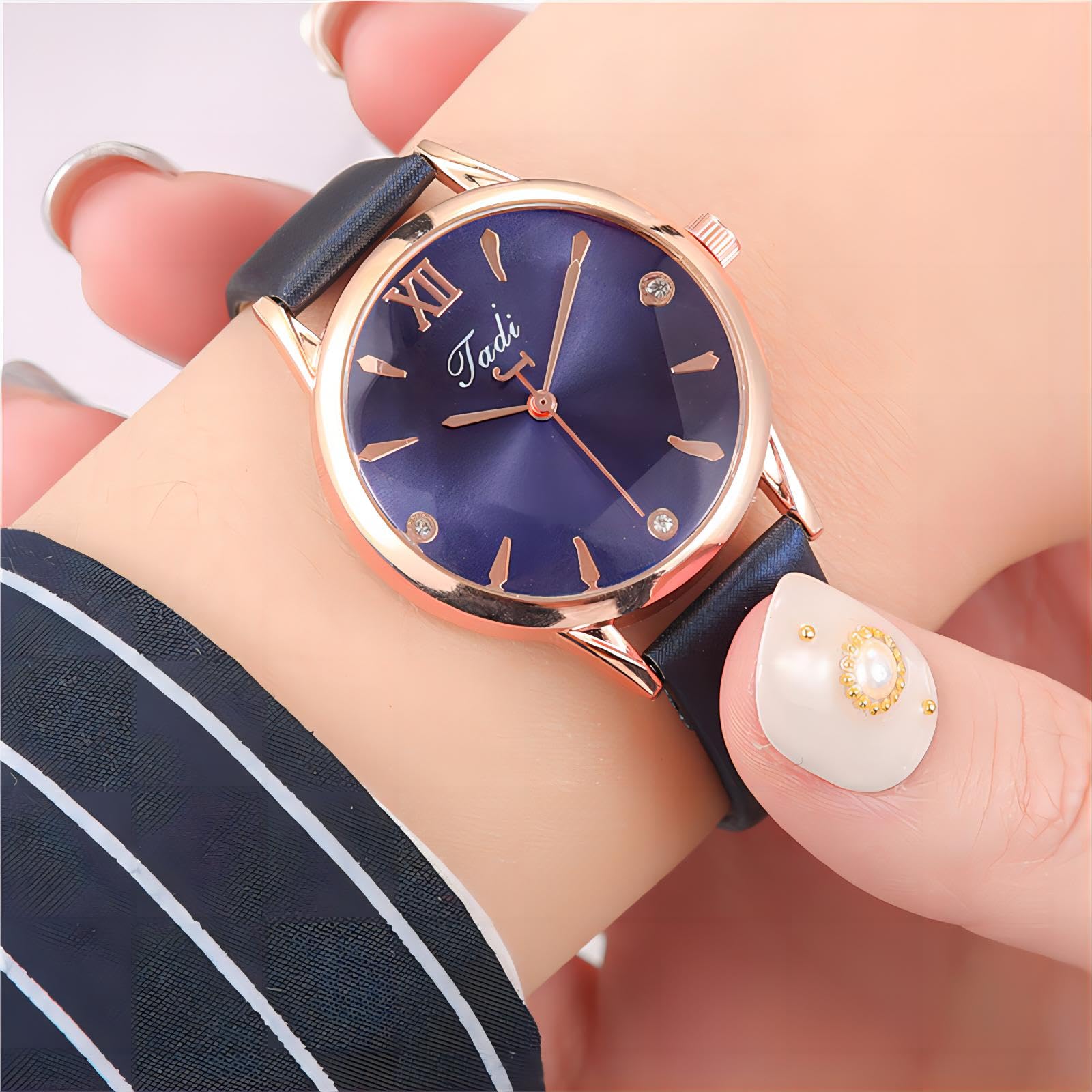 TPSOUM Wrist Watch for Women, Classic Designed Quartz Analog Women's Watch with Breathable Leather Strap