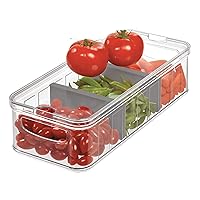 iDesign Recycled Plastic Crisp Large Divided Fruit and Vegetable Storage with Easy to Grip Integrated Handles Designed to Keep Food Fresh Longer, 14. 82