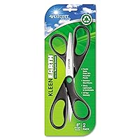 Westcott 15179 8-Inch KleenEarth Recycled Scissors for Office and Home, Black, 2 Pack