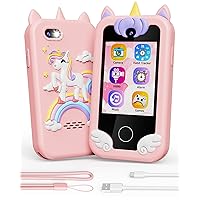 Kids Smart Phone, Unicorn Toys for Girls Ages 3-8 Years Old, Touchscreen Toddler Play Phone with MP3 Music Player Dual Camera Puzzle Games 8GB SD Card, Birthday Gifts for Girl
