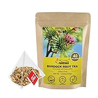 Burdock Root Tea Bags, 40 Teabags, 2.5g/bag - Premium Burdock Root - Non-GMO - Naturally Caffeine-free Herbal Tea - Aid in Digestion & Improving Liver Health