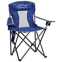 Oversized Portable Outdoor Chairs, Weight Capacity 325 lbs with Cup Holder, Storage Pocket, Carry Bag Blue