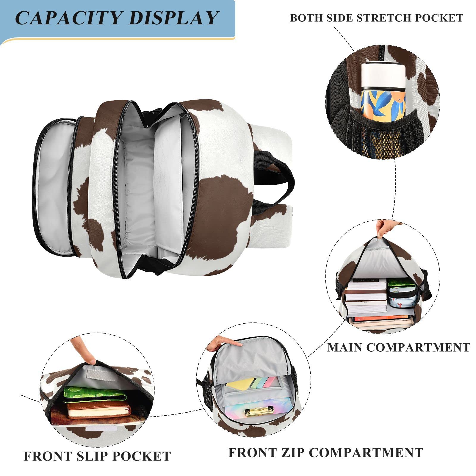 ALAZA Cow Print Laptop Backpack Purse for Women Men Travel Bag Casual Daypack with Compartment & Multiple Pockets