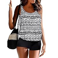 BIKINX Tankini Swimsuits for Women Modest Bathing Suits Two Pieces Tummy Control Tank Tops with Boyshorts