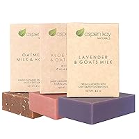 Soap Set - Made with Natural and Organic Ingredients. Gentle Soap. 1 Oatmeal Milk & Honey Soap - 1 Calamine Soap - 1 Lavender & Goats Milk Soap - 4.5oz Bar