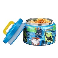 MAISON HUIS 8oz Soup Thermo Wide Mouth Vacuum Insulated Thermo Food Jar, Leak Proof Stainless Steel Food Thermo for Hot&Cold Food Kids Food Lunch Soup Container for School Travel (F-Blue-Dinosaur)