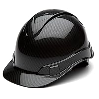 Pyramex Ridgeline Cap Style Hard Hat, 4-Point Ratchet Suspension, Shiny Black Graphite Pattern