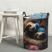 Laundry Basket Waterproof Laundry Hamper for Bathroom A sloth and a baby sloth Laundry Baskets Circular Storage Basket with Handles Lightweight Dirty Clothes Hamper for Bedroom Dorm