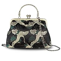 Abuyall Women Retro Handbags Nubuck Leather Vintage Kiss Lock Shoulder bag