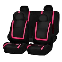 FH Group Car Seat Covers Full Set Cloth - Universal Fit Washable Automotive Seat Covers, Low Back Front Seat Covers, Solid Back Seat Cover for SUV, Sedan and Van Pink