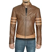 Men Leather Jacket Coat Motorcycle Biker Slim Fit Outwear Brown Jackets MJF832