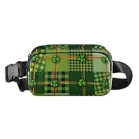 St Patrick's Day Shamrock Plaid Fanny Packs for Women Men Everywhere Belt Bag Fanny Pack Crossbody Bags for Women Fashion Waist Packs with Adjustable Strap Bum Bag for Travel Outdoors Shopping