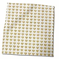 3dRose Gold Glitter Effect Hearts On White Pattern - Towels (twl-210942-3)
