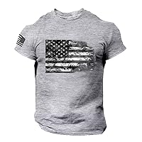 Mens 4th of July American Flag Summer Shirts Regular Fit Crew Neck Sport Tee Vintage Short Sleeve Patriotic Graphic T-Shirts